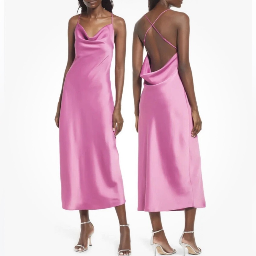 Wayf Pink Backless Dress
